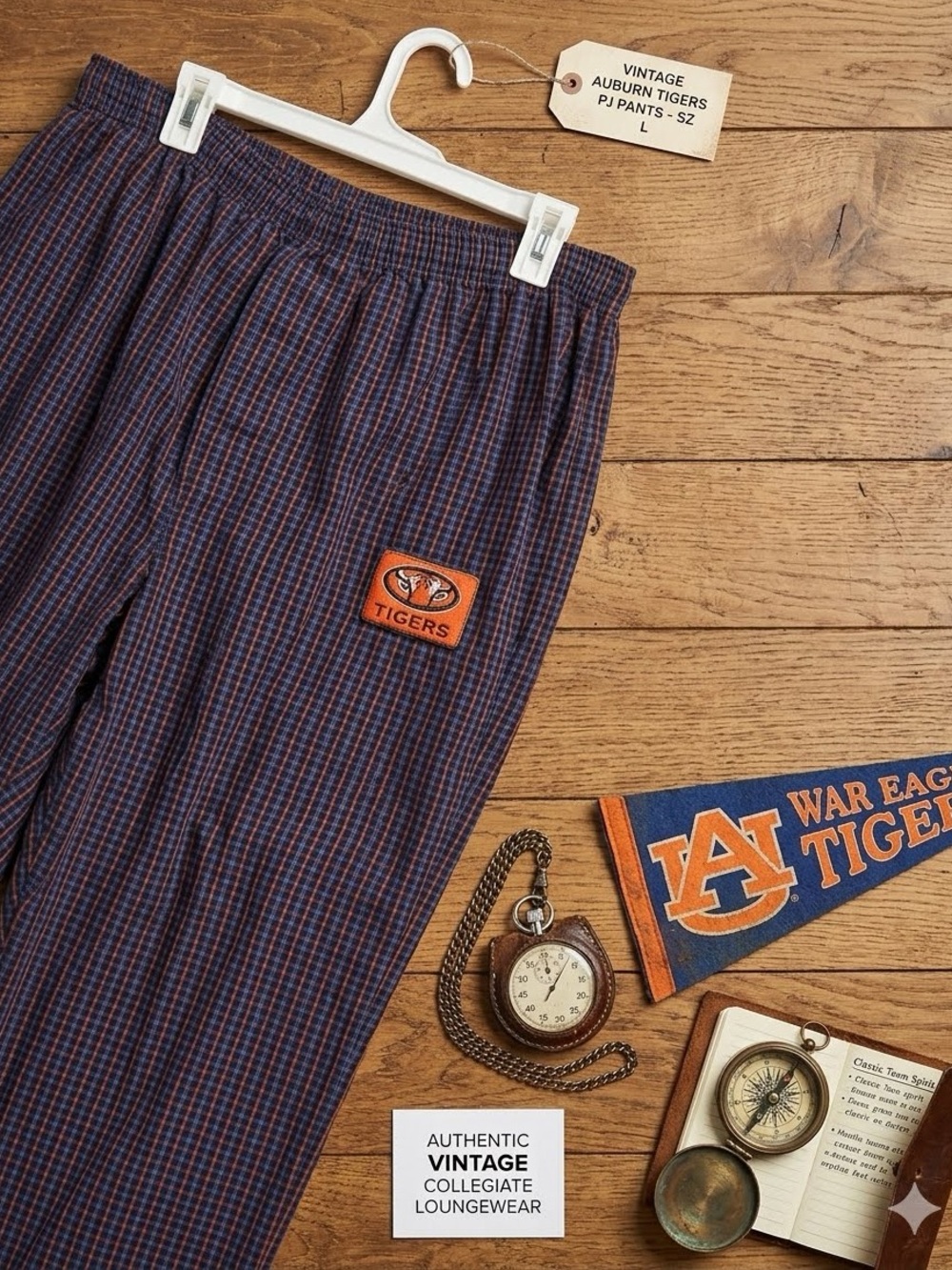 Auburn University Plaid Pajama Pants Orange & Navy XL